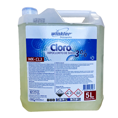 [LIQCLOHIP005] Cloro hipoclorito de sodio al 3% 5 litros WINKLER WK-CL3