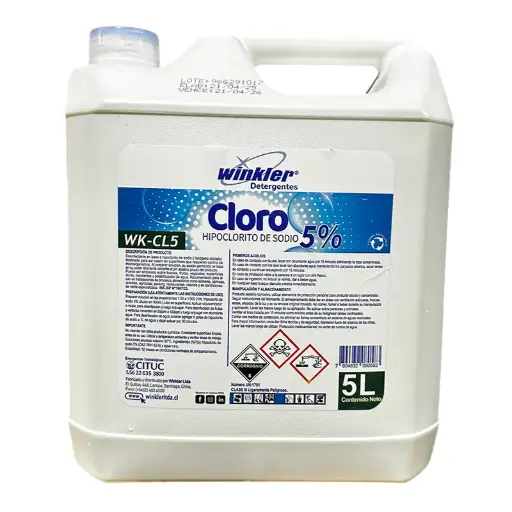 [LIQCLOHIP010] Cloro hipoclorito de sodio al 5% 5 litros WINKLER WK-CL5