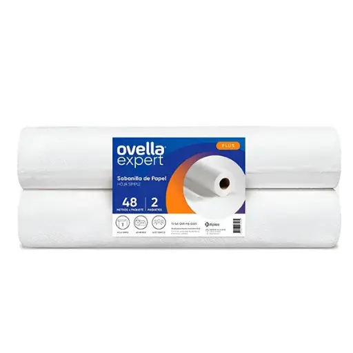 [PAPSABANI005] Sabanilla desechable de papel Ovella una hoja pack 2x48 m
