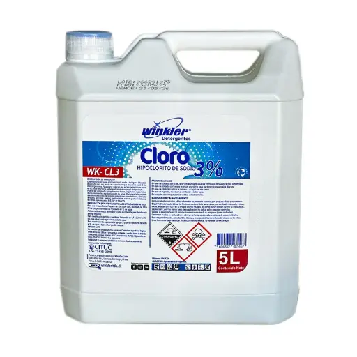 [LIQCLOHIP006] Cloro industrial al 3% WK-CL3 WINKLER 5 litros EMBALAJE x 4 uds.