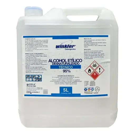 [LIQALCALC020] Alcohol etilico al 95% desnaturalizado 5 litros WINKLER 